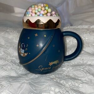 Space-Themed Blue Mug with Gold Accents